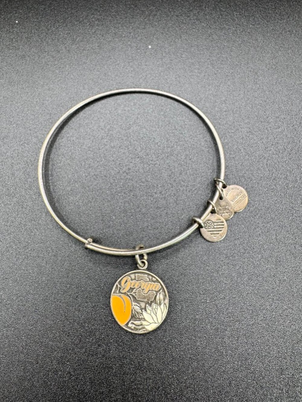 Alex and Ani Georgia Peach 2017 Brass Charm Bangle